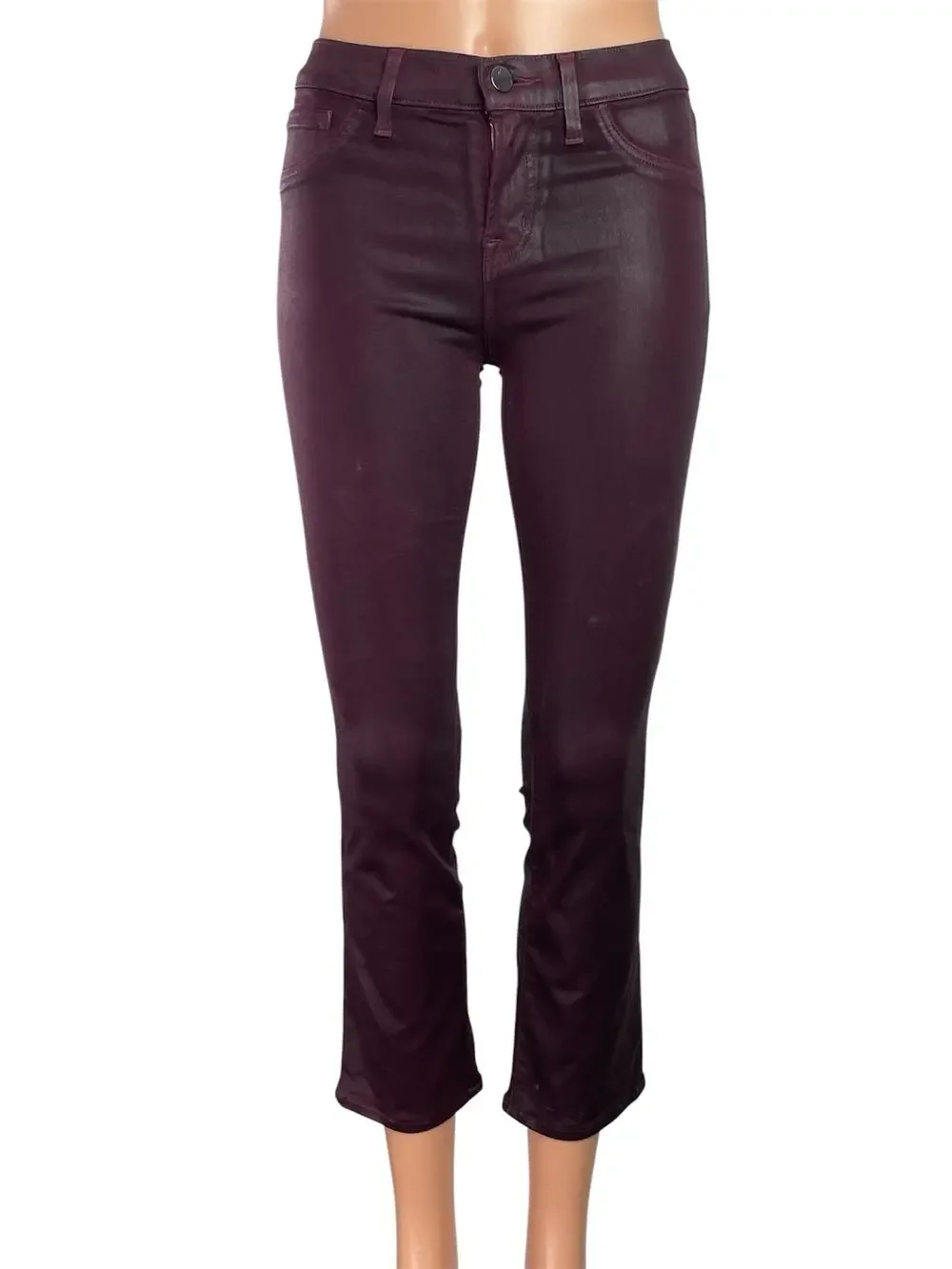 J Brand Maria Purple Faux Leather Metallic Skinny Leg Jeans Trousers Pants Sz S